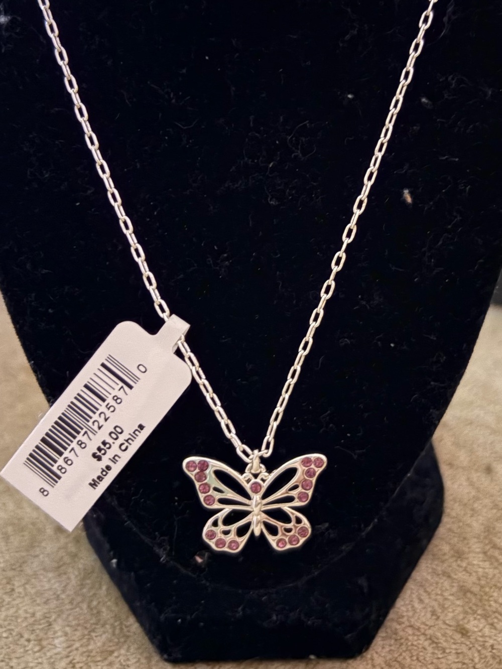 NEW Alex and Ani Silver Butterfly Necklace with Pink Stones ! Prettyyyy!